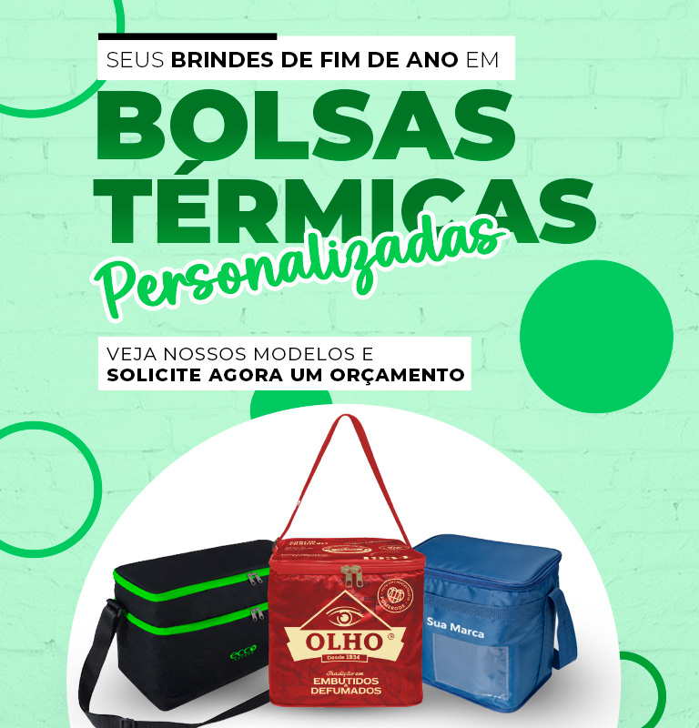 Bolsas térmicas personalizadas para kits de Natal corporativos e brindes de fim de ano